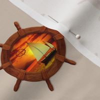 Ship Wheel Sunset