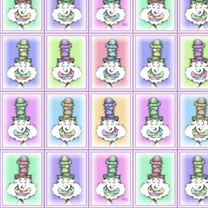 Nine Tall Hat Clowns