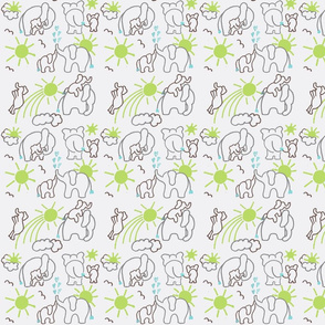 You Are My Sunshine Elephants in Brown Grey and Green SMALL SCALE