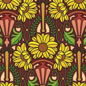 Art Nouveau sunflowers, medium