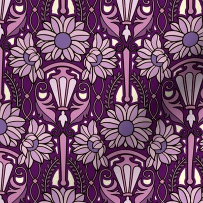 Art Nouveau sunflowers, purples