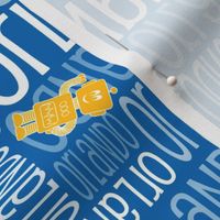 Personalised Name Fabric - Robots in Dark Blue