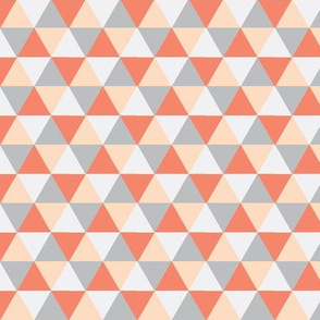 Coral Triangle Mix - Coral, Peach, Grey Triangles - Baby Blanket