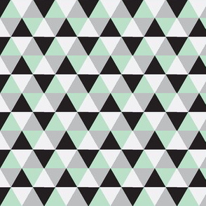 Mint and Black Triangle Mix - Mint, black, grey triangles - triangle blanket