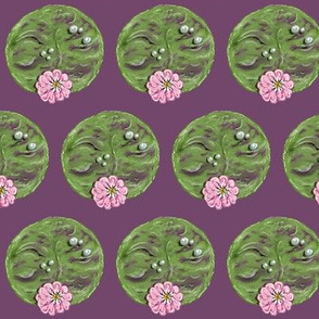 Lily Pads in Bloom small scale purple background