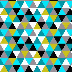 triangles - blue, grey and mustard olive
