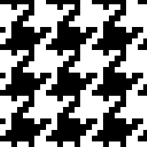houndstooth big pixel black and white