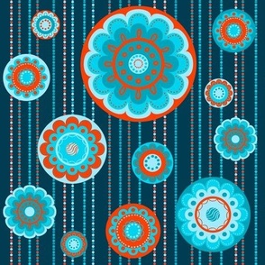 Abstract turquoise flowers