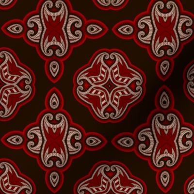 Oriental pattern in red and black