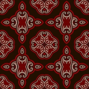 Oriental pattern in red and black