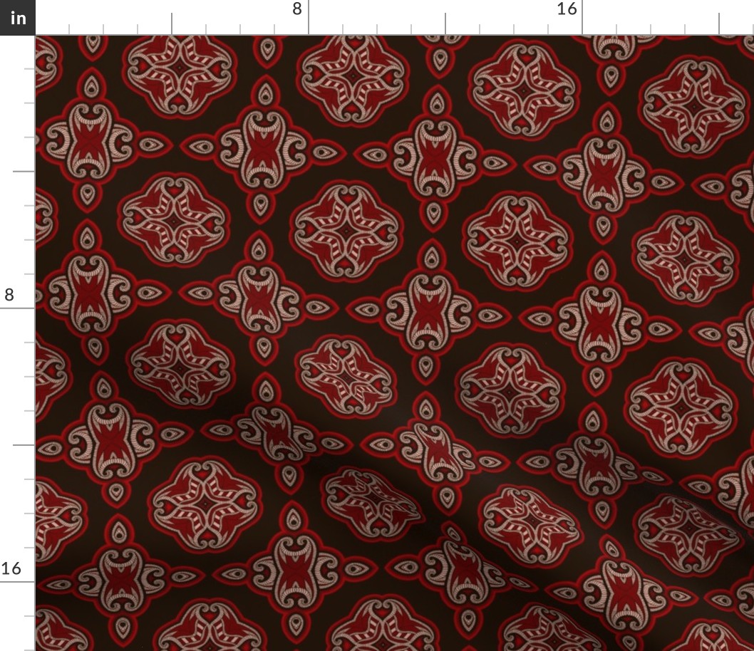 Oriental pattern in red and black