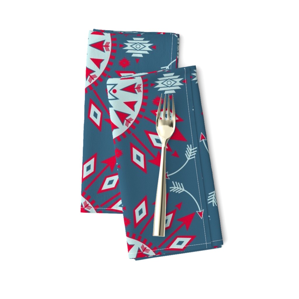 Navajo Arrows -- Denim background w. lt aqua