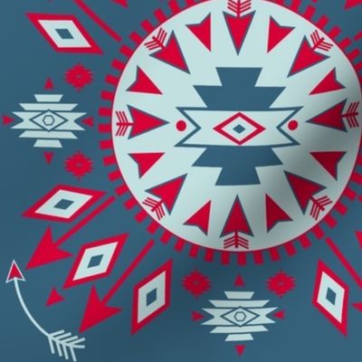 Navajo Arrows -- Denim background w. lt aqua