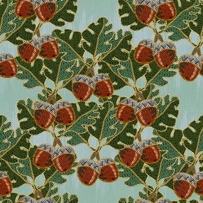 embroidered oak and acorns