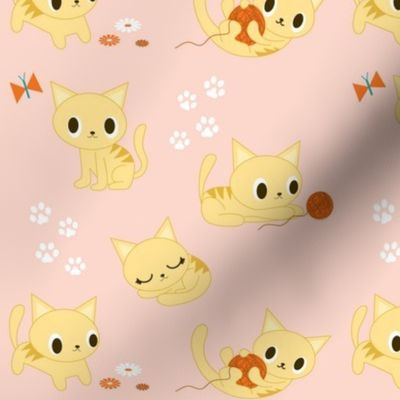 Cute Retro Kitties - Peach
