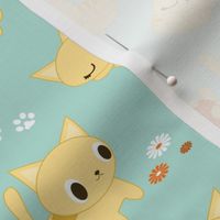 Cute Retro Kitties - Aqua