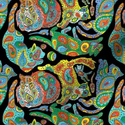 Paisley Kitties on Black