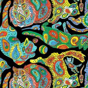 Paisley Kitties on Black