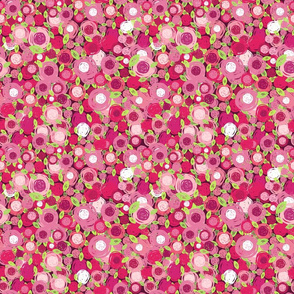 Abstract floral pattern with red pink summer and spring flowers