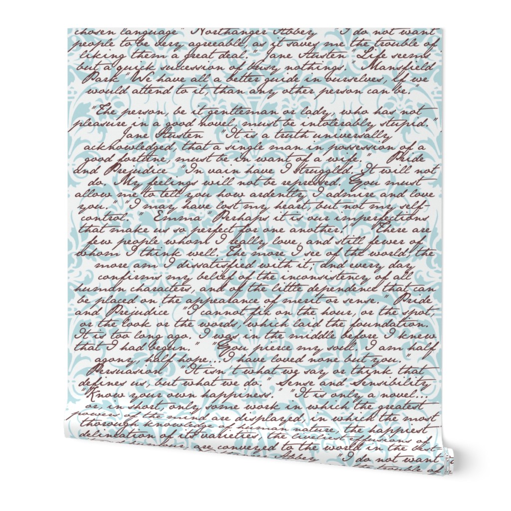 Jane Austen Damask ~ Blue and White and Chocolate