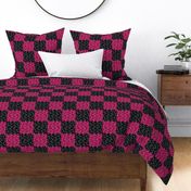 falling blossoms - checkered in magenta and black 