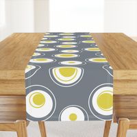 Contemporary Circles in white, gunmetal grey and yellow