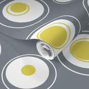 Contemporary Circles in white, gunmetal grey and yellow