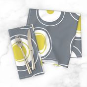 Contemporary Circles in white, gunmetal grey and yellow