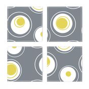 Contemporary Circles in white, gunmetal grey and yellow