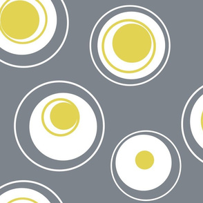 Contemporary Circles in white, gunmetal grey and yellow