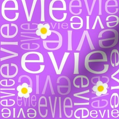 Personalised Name Fabric - Party Purple Daisies