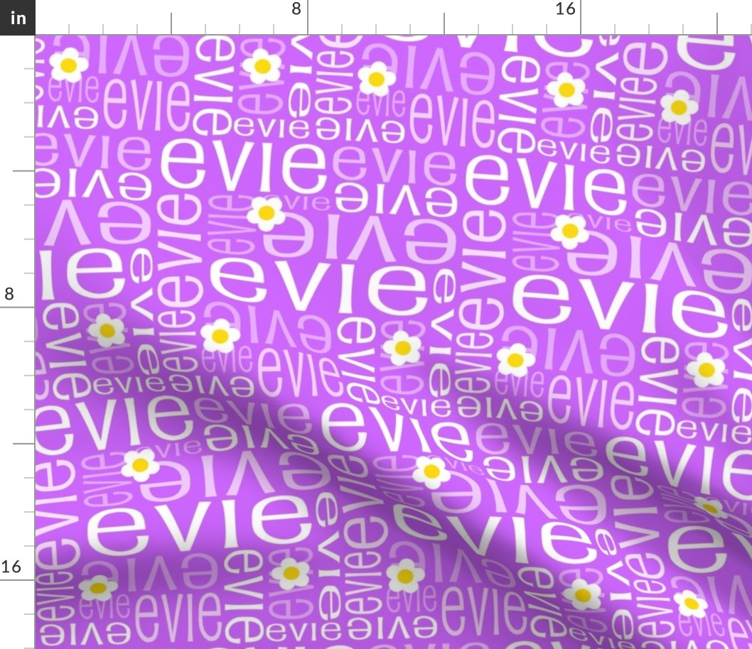 Personalised Name Fabric - Party Purple Daisies