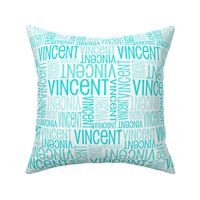 Personalised Name Fabric - White and Turquoise