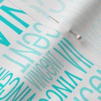 Personalised Name Fabric - White and Turquoise