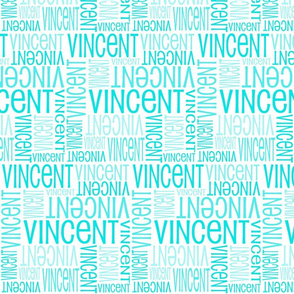 Personalised Name Fabric - White and Turquoise