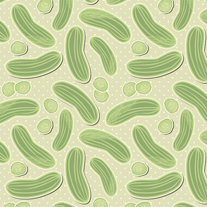 cucumbers on polka dots beige