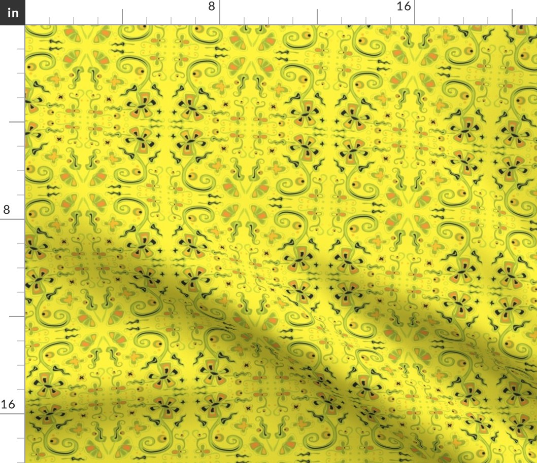 Bohemian Flowers on Yellow 6x6