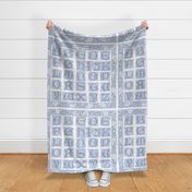 William Morris Alphabet Block Cheater Quilt ~ Blue & White