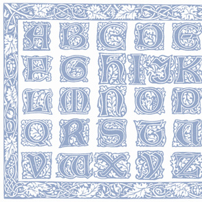 William Morris Alphabet Block Cheater Quilt ~ Blue & White