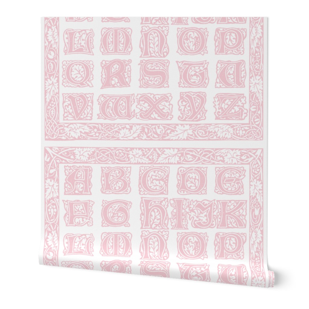 William Morris Alphabet Block Cheater Quilt ~ Pink & White