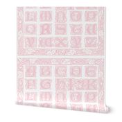 William Morris Alphabet Block Cheater Quilt ~ Pink & White
