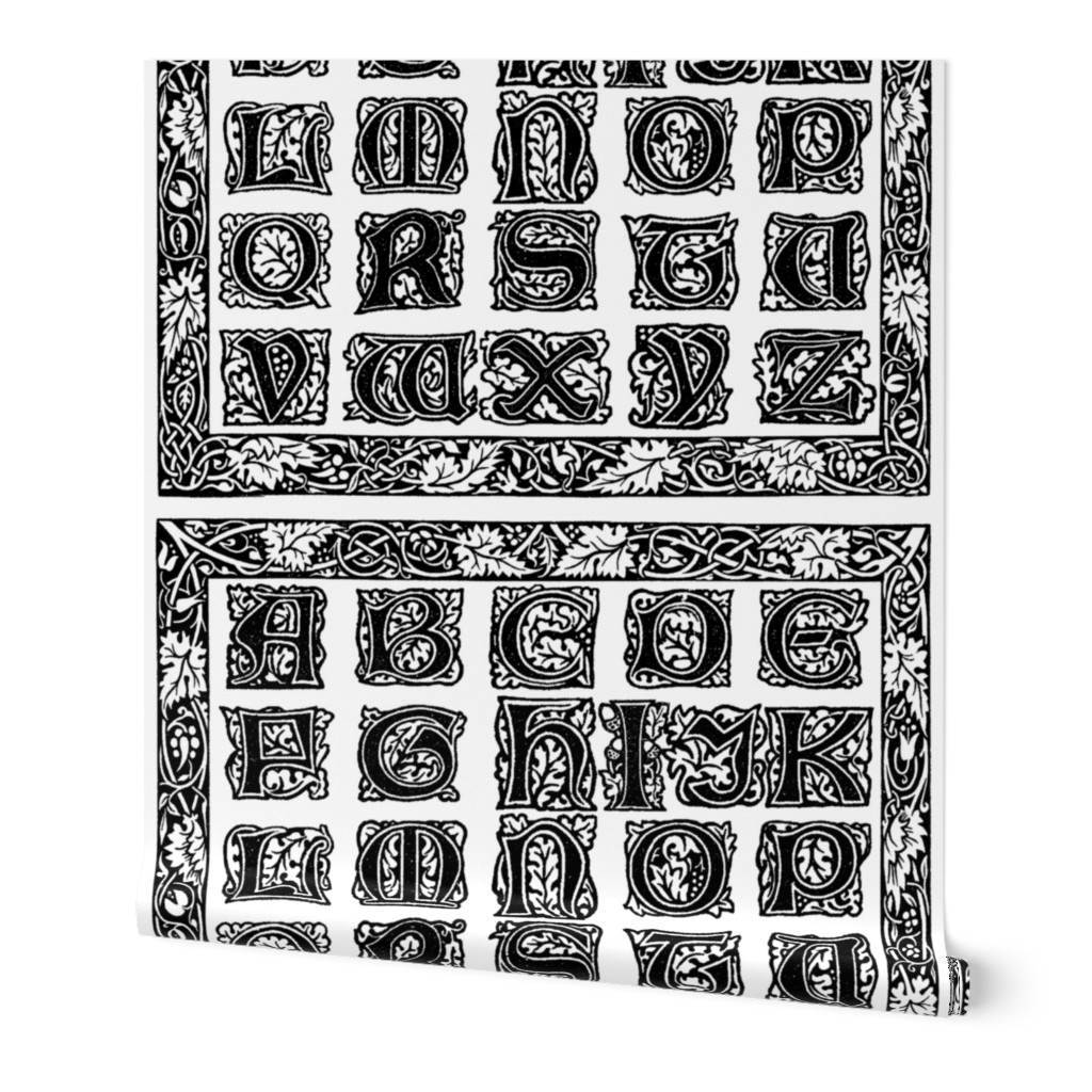 William Morris Alphabet Block Cheater Quilt ~ Black & White