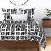 William Morris Alphabet Block Cheater Quilt ~ Black & White