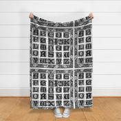 William Morris Alphabet Block Cheater Quilt ~ Black & White