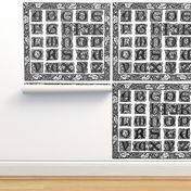 William Morris Alphabet Block Cheater Quilt ~ Black & White