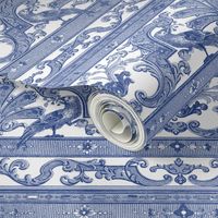 Parrot Damask ~ Border Strip ~ Willow Ware Blue & White