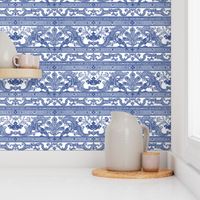 Parrot Damask ~ Border Strip ~ Willow Ware Blue & White