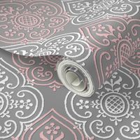 Lace Medallion ~ Dauphine and White on Pewter