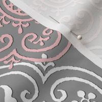Lace Medallion ~ Dauphine and White on Pewter