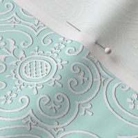 Lace Medallion ~ Robin's Egg Blue and White